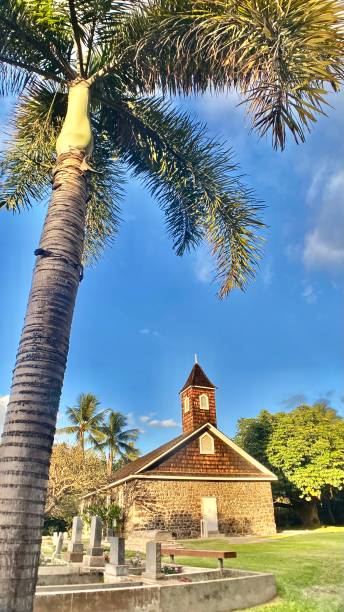 istock relic stone brick church under a coconut palm tree 1304080253