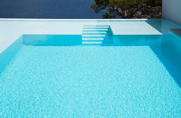 Underwater steps in infinity pool  infinity pool stock pictures, royalty-free photos & images