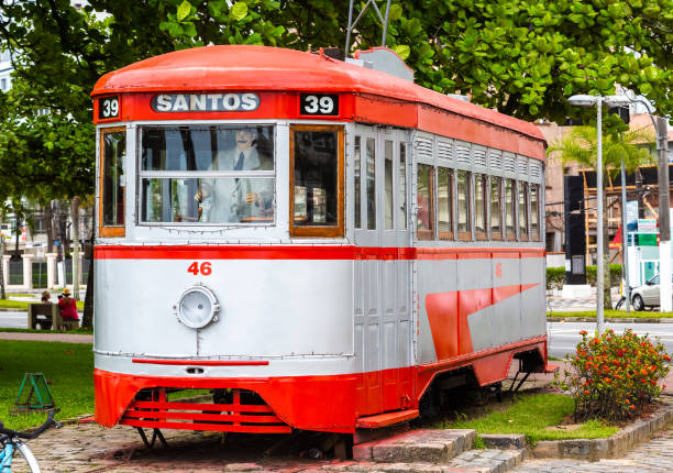 istock Tourist tram restored that makes walks through the historical center 1304089700