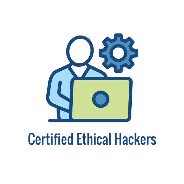 Certified Ethical Hacking icon showing security and hacking idea Certified Ethical Hacking icon showing security or hacking idea dark web monitoring stock illustrations