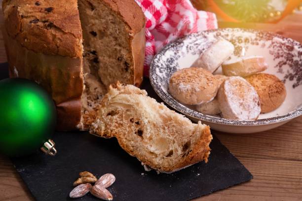 istock typical christmas desserts and sweets, panettone 1304096702