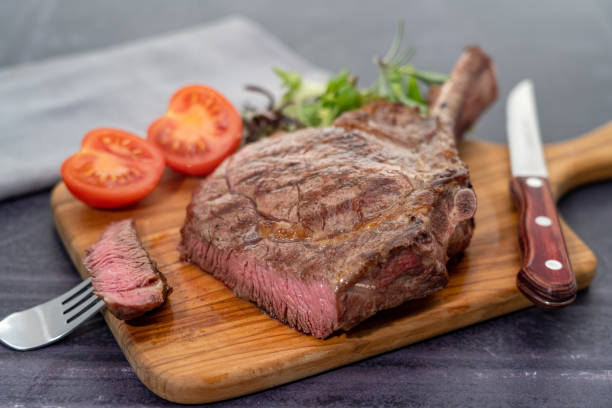 Grilled ribeye tomahawk beef steak