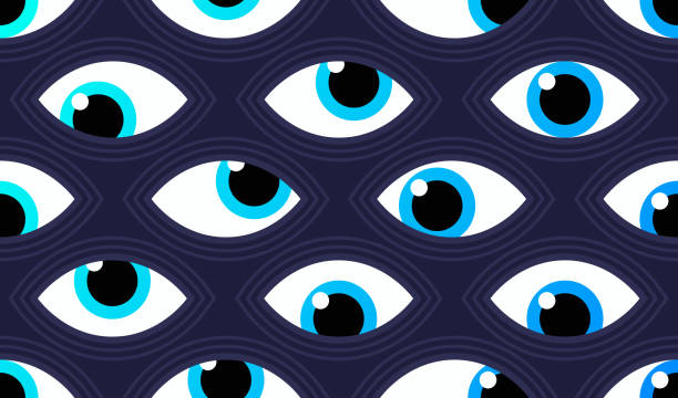 ilustrações de stock, clip art, desenhos animados e ícones de seamless eyes spy abstract background pattern - vector spy surveillance human eye