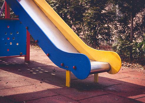 A colorful slide in the playground