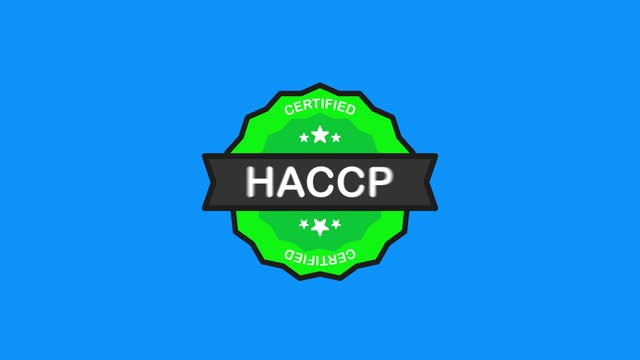 Haccp badge green Stamp icon in flat style on white background. Motion graphic.