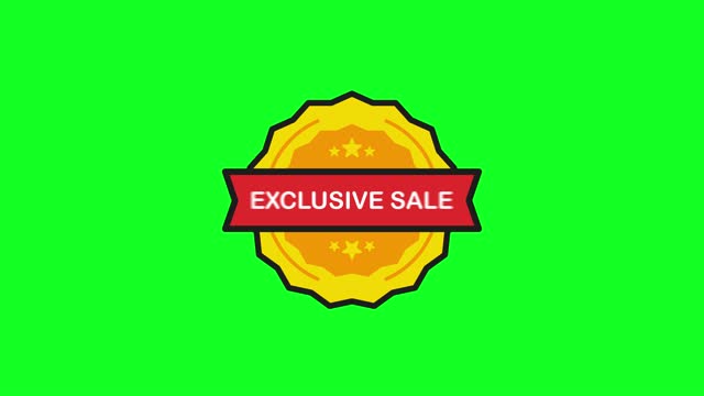 Exclusive Sale Price Tag Stamp in flat style on white background. Motion graphic.