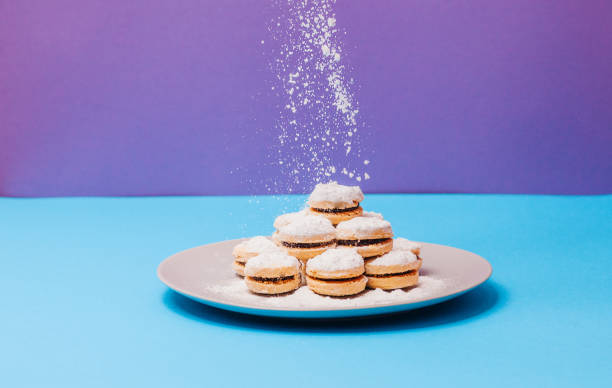 istock Baked Biscuit With Jam Powder With Sugar 1304111358