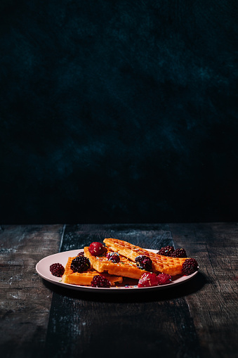 waffles with fruit and chocolate