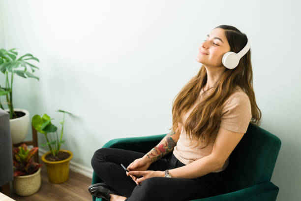 istock Relaxed woman having a chill and relaxing time at home 1304112885
