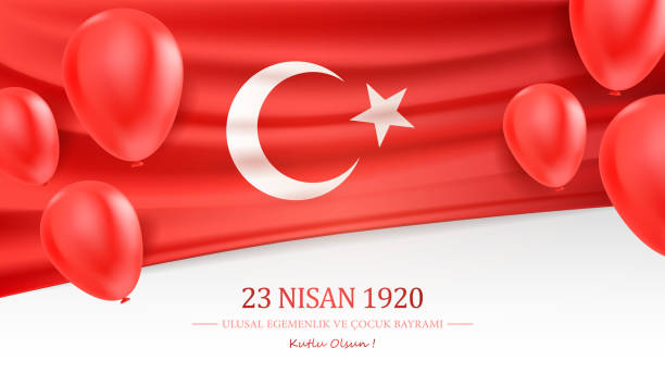 ilustraciones, imágenes clip art, dibujos animados e iconos de stock de 23 de abril soberanía nacional y día del niño turquía - turquia bandera