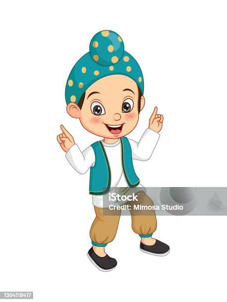 Cartoon Happy Punjabi Boy Isolated On White Background Stock Illustration -  Download Image Now - iStock