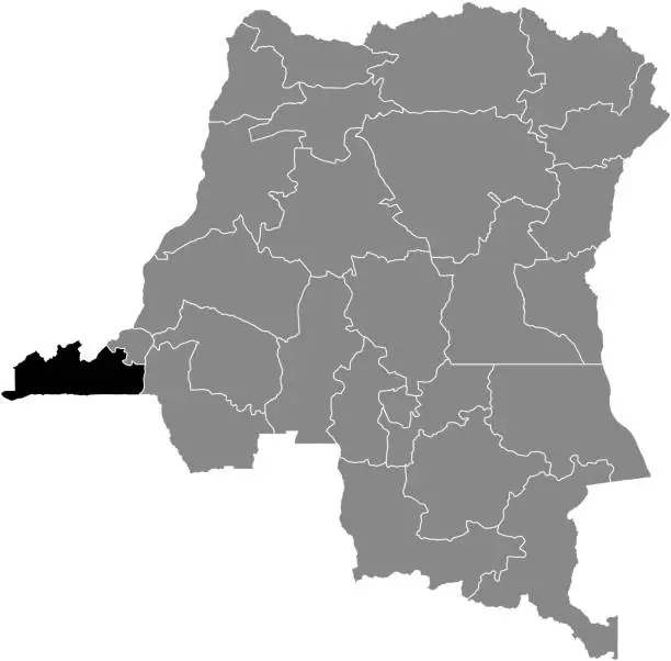 Vector illustration of Location map of the Kongo Central province of DR Congo
