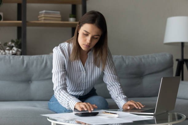 istock Young lady flat owner engaged in housekeeping at home office 1304127550