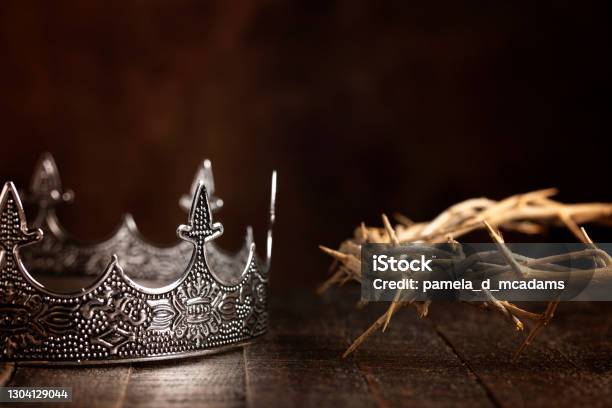 A Kings Crown And The Crown Of Thorns Stock Photo - Download Image Now - Crown - Headwear, Jesus Christ, Religious Cross