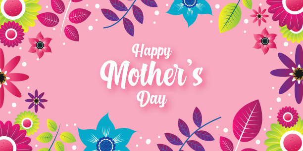 ilustrações de stock, clip art, desenhos animados e ícones de mother’s day card with floral frame - pink background frame femininity pink