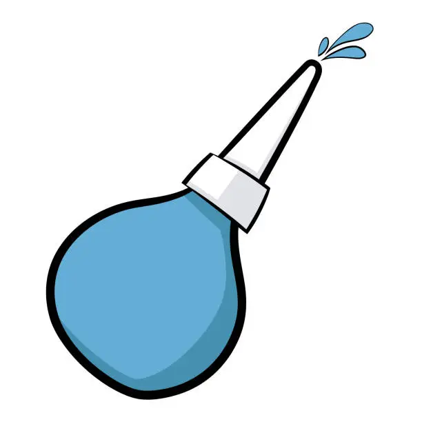 Vector illustration of Blue Enema. Syringe