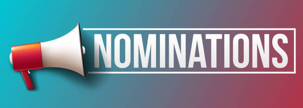 Nominations Megaphone with word "Nominations" Banner nomination stock illustrations