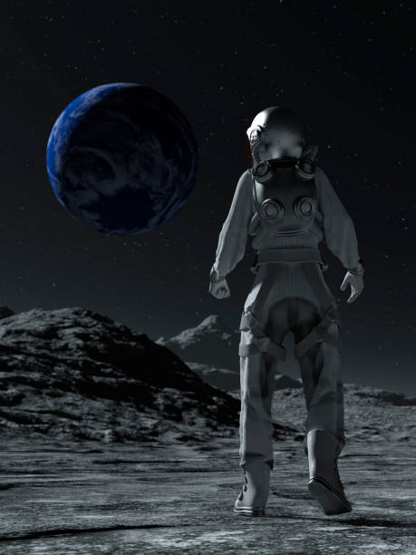 istock Astronaut at the spacewalk on the moon looking at the earth. 1304137664