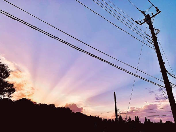 istock Countryside dusk and utility pole 1304141624