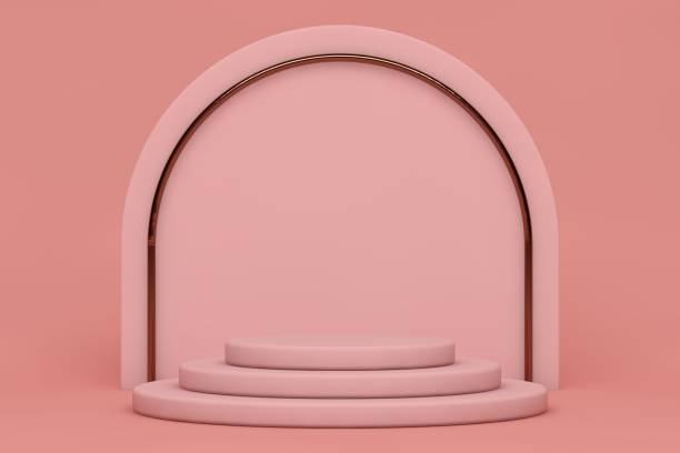 istock Modern 3D abstract background platform for product presentation. Pink empty product stand 1304141674