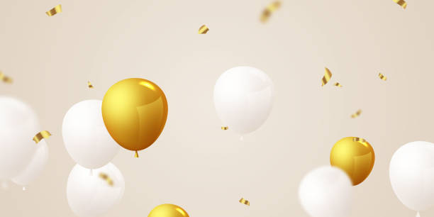 istock Celebration party banner with Gold balloons background. Sale Vector illustration. Grand Opening Card luxury greeting rich. 1304142513