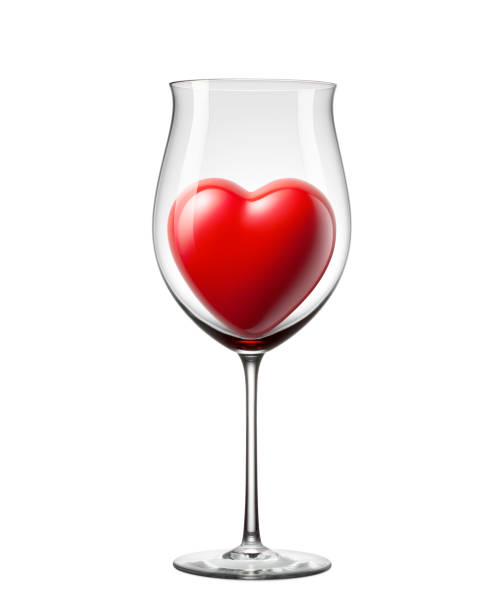 istock Love wine. Red heart in a glass. 1304142594