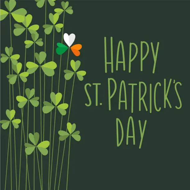 Vector illustration of St. Patrick's Day template design with tall Shamrocks for banners, social media, posters