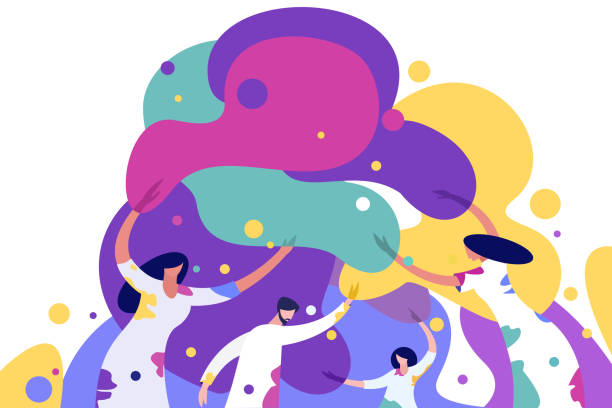People celebrate the Holi festival by throwing colours together People celebrate the Holi festival by throwing colours together holi stock illustrations