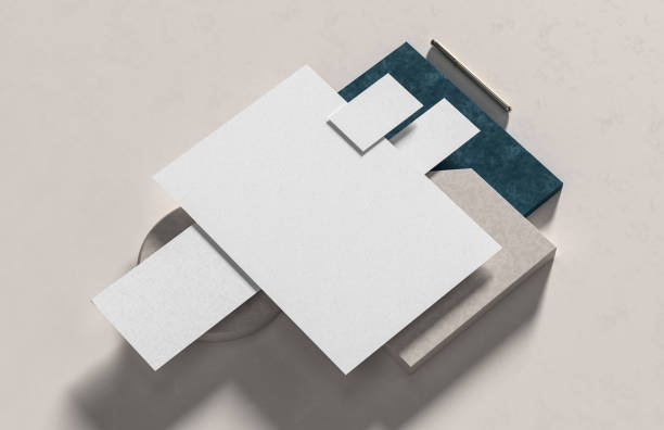 istock Corporate identity stationery mock up isolated on modern style background. Mock up for branding identity. 3D illustration 1304150765