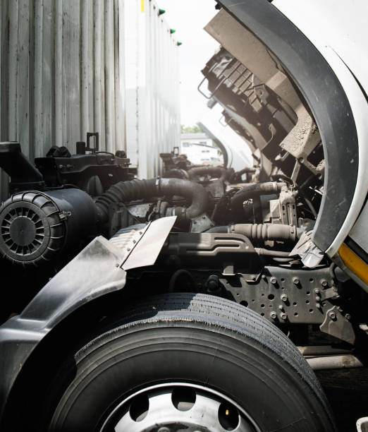 istock Truck Engine Open Servicing. Truck Engine Maintenance And Repair. 1304150951