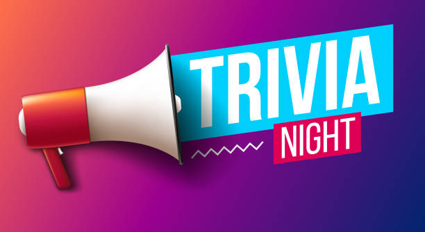 Trivia night "Trivia night" banner with megaphone trivia night stock illustrations