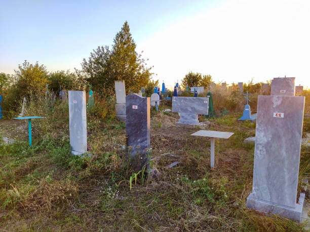 istock Old rural cemetery at sunset 1304153860