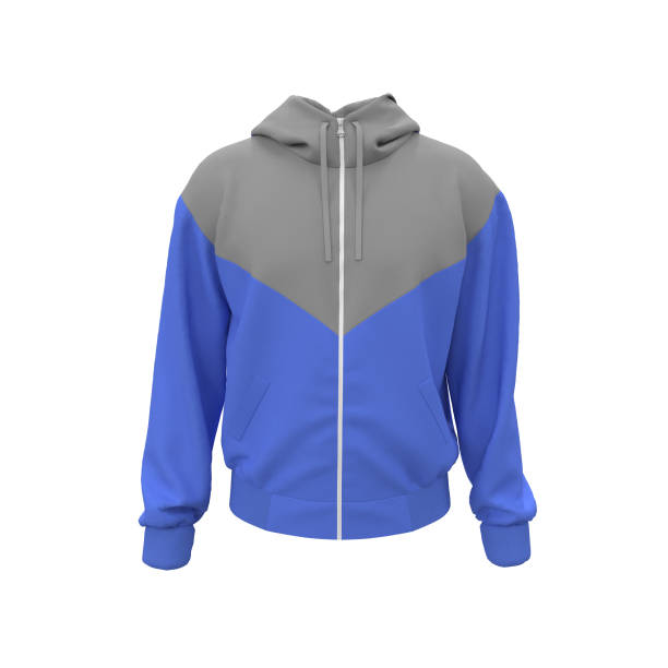 istock Men's hooded jacket mockup with zip, isolated on white background 1304154807
