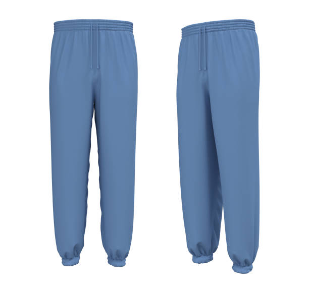 istock Blank blue joggers mockup in front and side views. Sweatpants. 1304154808