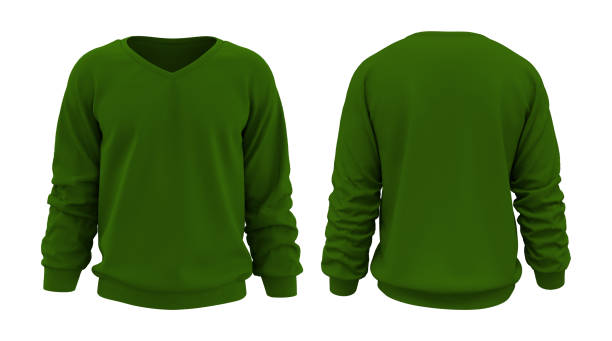 istock Blank v-neck sweatshirt mockup in front and back views 1304154811