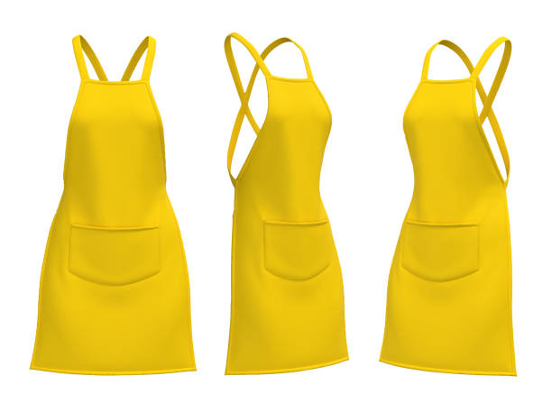 istock Blank yellow apron mock ups, design presentation for print 1304154948