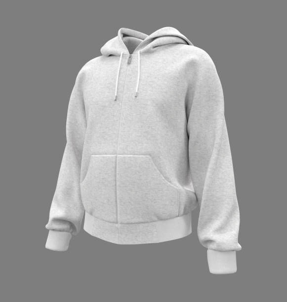 istock Blank hooded sweatshirt  mockup with zipper in front view 1304154988