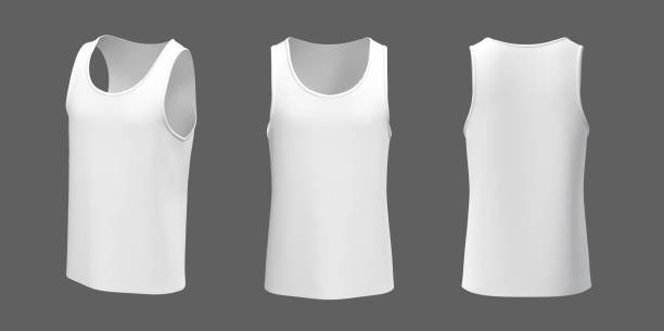 istock Blank  sleeveless t-shirt mockup in front, side and back views 1304155594