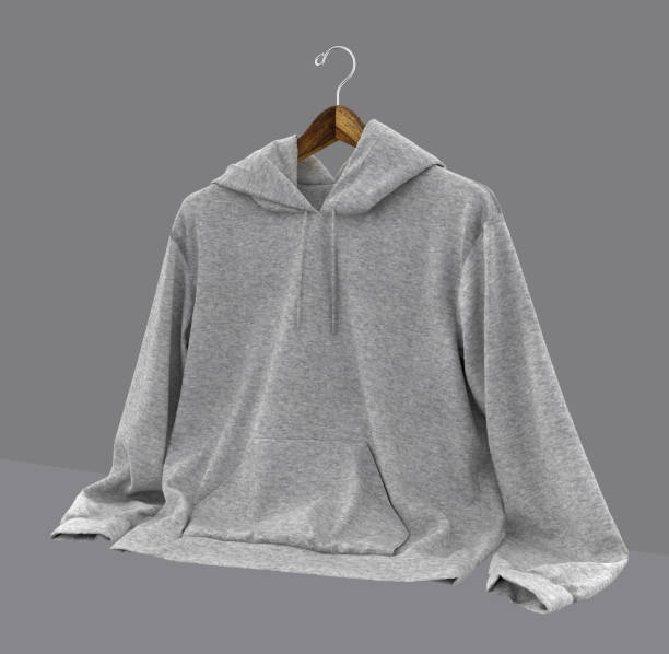 istock Blank hooded sweatshirt  mockup with zipper in front view, isolated on grey background 1304155645