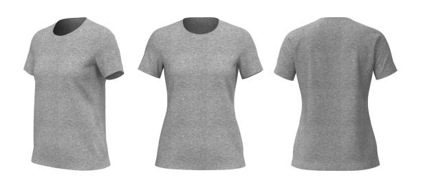 istock Women's crewneck t-shirt mockup, front, side and back views 1304155673