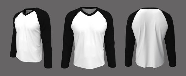 istock Long sleeves raglan t-shirt mockup in front, side and back views 1304155717