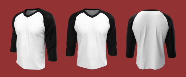 istock Long sleeves v-neck raglan t-shirt mockup 1304155795