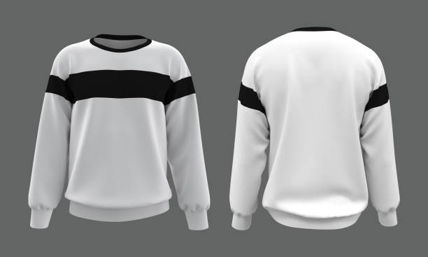 istock Blank sweatshirt mock up template in front, and back views, isolated on gray 1304155798