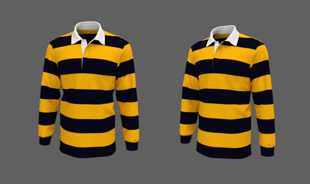 istock Striped shirt mockup in front and side views 1304155823