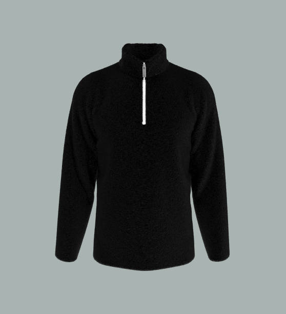 istock Fleece tracksuit top jacket with half zip design, sportswear, track front view 1304155827