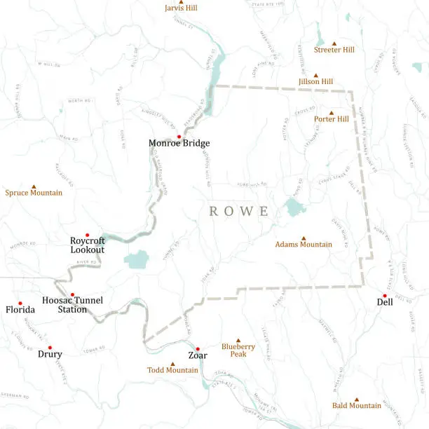 Vector illustration of MA Franklin Rowe Vector Road Map