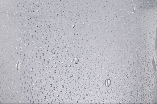 Water drops in shower or pool, condensate or rain droplets realistic transparent vector illustration, easy to put over any background or use droplets separately.