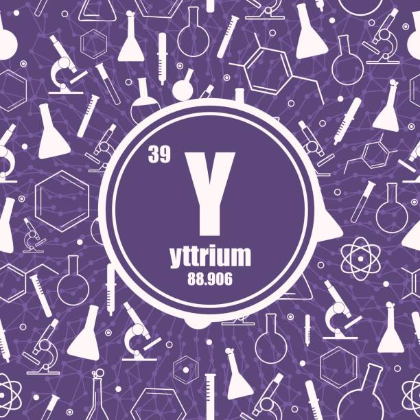 ilustraciones, imágenes clip art, dibujos animados e iconos de stock de elemento químico yttrium. - yttrium