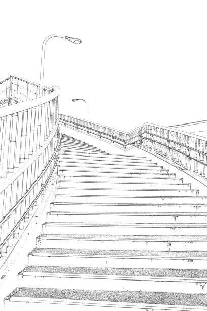 Hand Drawn architecture abstract in Tokyo, Japan