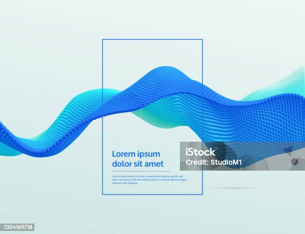 3d 물결 모양의 배경 동적 방출 입자가 있는 배열입니다 많은 구체에서 형성된 파도 추상 벡터 그림입니다 디자인 템플릿입니다 ...